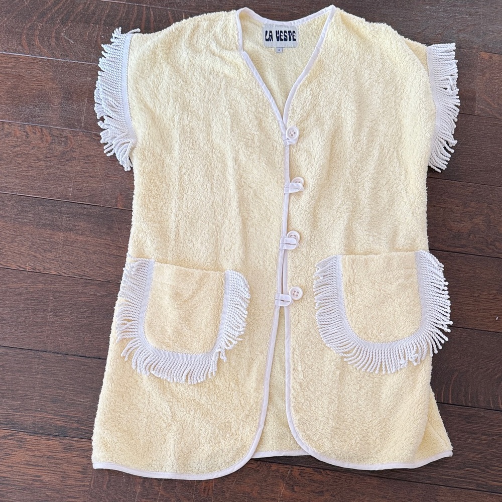 La Veste Yellow Terry Fringe Button Front dress / coverup